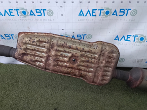Глушитель задняя часть с бочкой Ford Edge 19-24 2.0T AWD с катализатором, замята труба, ржавый, вмятина на катализаторе