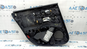 Обшивка дверей картка задня права Audi A4 B9 17-19 чорна, чорний підлокітник шкіра, вставка чорна шкіра, Bang and Olufsen, з ручкою та сітками динаміків, подряпини, зламане кріплення шумоізоляції, вм