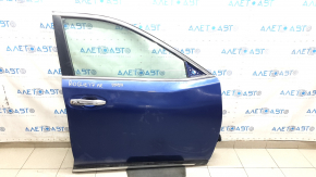 Дверь в сборе передняя правая Nissan Rogue 14-20 keyless, синий RBY,  нижняя хром накладка