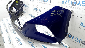 Сторонний вид бампера Hyundai Tucson 2022-2024, надломаны крепления, нештатные отверстия