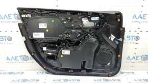 Обшивка дверей картка передня права Mercedes A-class V177 19-22 чорна, вставка чорна алькантара з червоним рядком, молдинг срібло під керування та підігрів сидіння, Burmester, з ручкою