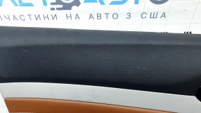 Обшивка двери карточка передняя левая Jeep Compass 22-23 серая с черным, вставка кожа коричневая, Alpine, под химчистку