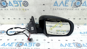 Зеркало боковое правое в сборе Jeep Compass 17-22 5+4 пинов, BSM, поворотник, подогрев, с хром молдингом, черное, песок на хроме, царапины