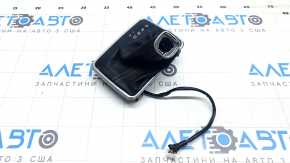 Накладка шифтера Jeep Compass 22-26 шкіра чорна, коричнева строчка, хром обрамлення. чорний глянець, подряпини