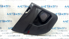 Обшивка двери карточка задняя левая Ford Escape MK4 20-22 под пищалку, черная с черной вставкой пластик, подлокотник черный пластик, с ручкой