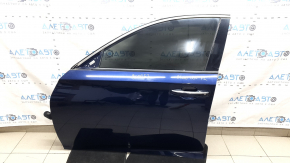 Дверь в сборе передняя левая Honda Accord 18-22 keyless, синий B-588P, триплекс, мелкие царапины на хром молдинге