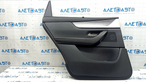 Обшивка двери карточка задняя левая Mazda CX-90 24-26 кожа черная со шторкой, подлокотник кожа черная, вставка молдинг серый, с ручкой, потерта