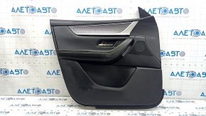Обшивка дверей картка передня ліва Mazda CX-90 24-26 шкіра чорна, підлокітник шкіра чорна, вставка сірий молдинг, з ручкою, потерта