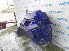 Четверть крыла для Hyundai Tucson 2022-2026 с отпиленными участками, синяя, с отсутствующими элементами.