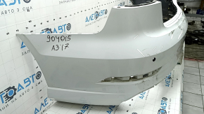 Бампер задний голый Audi A3 8V 17-20 под парктроники, S-line, белый, без заглушки буксир крюка, прижат, надорван, царапины, сломаны крепления