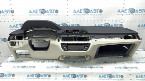 Торпедо передня панель з AIRBAG BMW 5 G30 17-23 шкіра чорна з Elfenbein-Weiss, під чищення, іржавий піропатрон