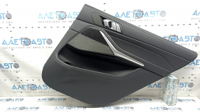 Обшивка двери карточка задняя правая BMW X7 G07 19-22 под шторку, кожа Vernasca, Schwarz, вставка под дерево Fineline/metal, с ручкой, с сеткой динамика