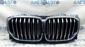 Решітка радіатора grill у зборі BMW X5 G05 19-23 з жалюзі дефлектором радіатора 3.0T з моторчиком, без камери, X-LINE, хром, пісок