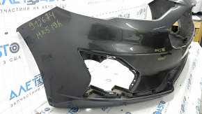 Бампер передний голый Ford Fusion mk5 19-20 без парктроников и буксировочного крюка, графит, прижат, царапины, сломано крепление, нештатные отверстия