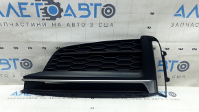 Решетка переднего бампера левая Audi A5 F5 18-19 без радара, черная с хром молдингом, S-Line, песок