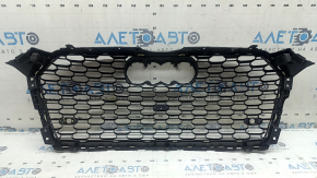 Решетка радиатора grill голая Audi A5 F5 18-19 черный глянец+ молдинг черный глянец, надломы, отломано крепление под пактроник