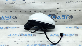 Зеркало боковое левое в сборе Audi A4 B9 17-19 15 пинов, поворотник, автозатемнение, под память, BSM, белое, замят корпус, сломано стекло поворотника, потерто