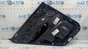 Обшивка дверей картка задня права у зборі BMW X3 F25 11-17 шкіра чорна під шторку, з сірим рядком, з ручкою, підлокітник шкіра чорна, вставка чорна шкіра, молдинг сірий, подряпини, вм'ятина