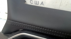 Накладка передней панели центральная Mazda CX-5 21-25 кожа черная под 10.3" дисплей, вставка под темное дерево, с кнопкой аварийной сигнализации, царапины