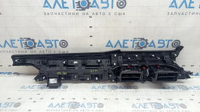 Накладка передней панели центральная Mazda CX-5 21-25 кожа черная под 10.3" дисплей, вставка под темное дерево, с кнопкой аварийной сигнализации, царапины