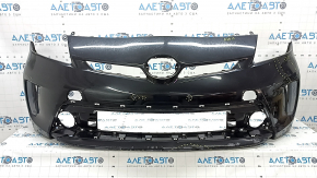 Бампер передний голый Toyota Prius 30 13-15 рест, черный, прижат, надорван, трещина, царапины, надломаны крепления