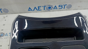 Накладка центральной консоли с подстаканником Ford Edge 19-21 черный глянец, хром, без парктроников, царапины, трещина