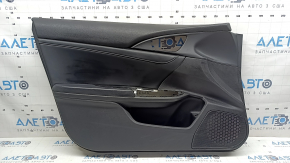 Обшивка двери карточка передняя левая Honda Insight 19-22 черная, подлокотник и вставка черная кожа, царапины