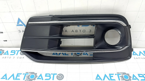 Решетка переднего бампера левая Audi Q5 80A 18-20 под радар с хромом, царапина