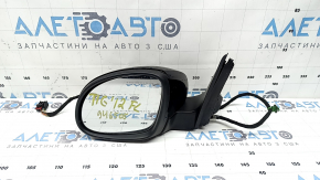 Зеркало боковое левое в сборе VW Tiguan 09-18 13 пинов, поворотник, подогрев, подсветка, черный LC9X, царапины