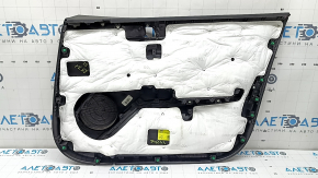 Обшивка двери карточка передняя левая Kia K5 21-24 черная, вставка и подлокотник кожа черная, молдинг графит, потерта, царапины, примята