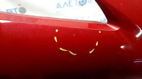 Бампер передний голый Toyota Prius 50 19-22 под парктроники и PMA, красный, незаводские отверстия, сколы, царапины, прижат