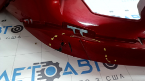 Бампер передний голый Toyota Prius 50 19-22 под парктроники и PMA, красный, незаводские отверстия, сколы, царапины, прижат