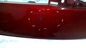 Бампер передний голый Toyota Prius 50 19-22 под парктроники и PMA, красный, незаводские отверстия, сколы, царапины, прижат