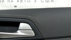 Обшивка дверей картка ззаду права Hyundai Tucson 19-21 чорна, вставка чорна, підлокітник шкіра чорна, з ручкою, подряпини, надламане кріплення