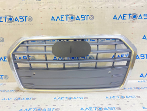 Грати радіатора grill в зборі Audi Q5 80A 18-20 сірий мат, хром, без емблеми, під парктроніки, S-Line