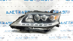 Фара передняя левая в сборе Lexus RX450h 13-15 рест LED + галоген, 3 линзы, под полировку, паутинка