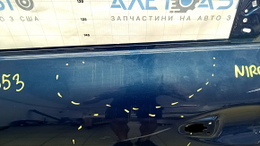 Дверь голая задняя левая Kia Niro 17-22 синий C3U, с верхним молдингом хром, замята, заломы, царапины