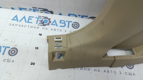 Накладка центральной стойки нижняя левая Nissan Rogue 14-20 бежевая, с заглушкой, под химчистку