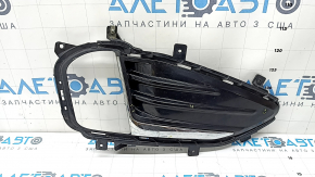 Решетка переднего бампера правая Ford Edge 19-24 под ПТФ, черный глянец с хром молдингом, песок