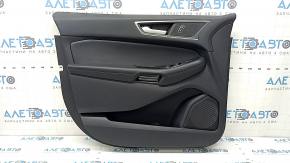 Обшивка дверей картка передня ліва Ford Edge 19-21 чорна SEL, вставка шкіра чорна, підлокітник шкіра чорна, з накладкою та управлінням склопідйомника та кнопкою центрального замку, з ручкою, потерта