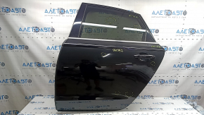 Двері в зборі задня ліва Audi A6 C7 12-18 keyless, чорний LY9T, центральний молдинг хром, ручка хром, тички, подряпини на склі, сколи