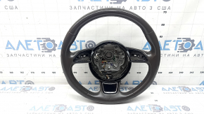 Руль голый Audi A6 C7 12-18 кожа коричневая, с подогревом, под лепестки, без кнопок и лепестков, с накладкой, царапины