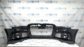 Бампер передний голый Audi A6 C7 16-18 рест s-line под парктроники, без заглушки, черный, царапины, сколы, треснут, отсутствуют фрагменты нижней решетки