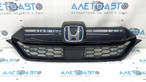 Грати радіатора grill у зборі Honda CRV 20-22 зі значком, hybrid, під радар, з накладками молдингів.