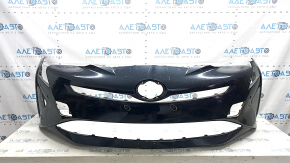 Бампер передній голий Toyota Prius 50 16-18 під парктроніки, чорний, прим'ятий, подряпини, незаводські отвори, надрив