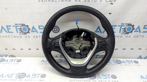 Руль голый BMW 3 F30 12-18 кожа черная, Sport, под лепестки с подогревом, с кнопками и накладкой, потерт, царапины