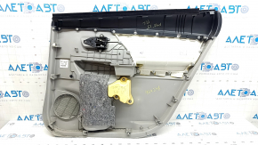 Обшивка двери карточка задняя левая Toyota Prius V 15-17 серая, подлокотник кожа серая, с ручкой, царапины, надлом крепления