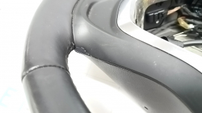 Руль голый Chevrolet Volt 16-19 кожа черный, с кнопками, с лепестками, с подогревом, полезло покрытие, царапины, потертости