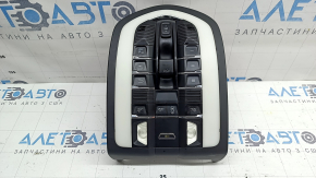 Плафон освещения передний Porsche Macan 15-26 с накладкой, черный под панораму, Home link, Light pkg и парктроники, треснуты решетки плафонов