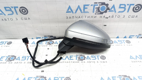 Зеркало боковое левое в сборе Audi A4 B9 17-19 15 пинов, поворотник, автозатемнение, под память, BSM, серебро, сколы